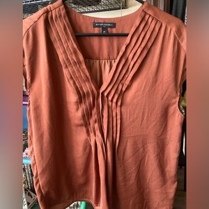 Banana Republic Rust Silk Pleated Dolman Blouse M